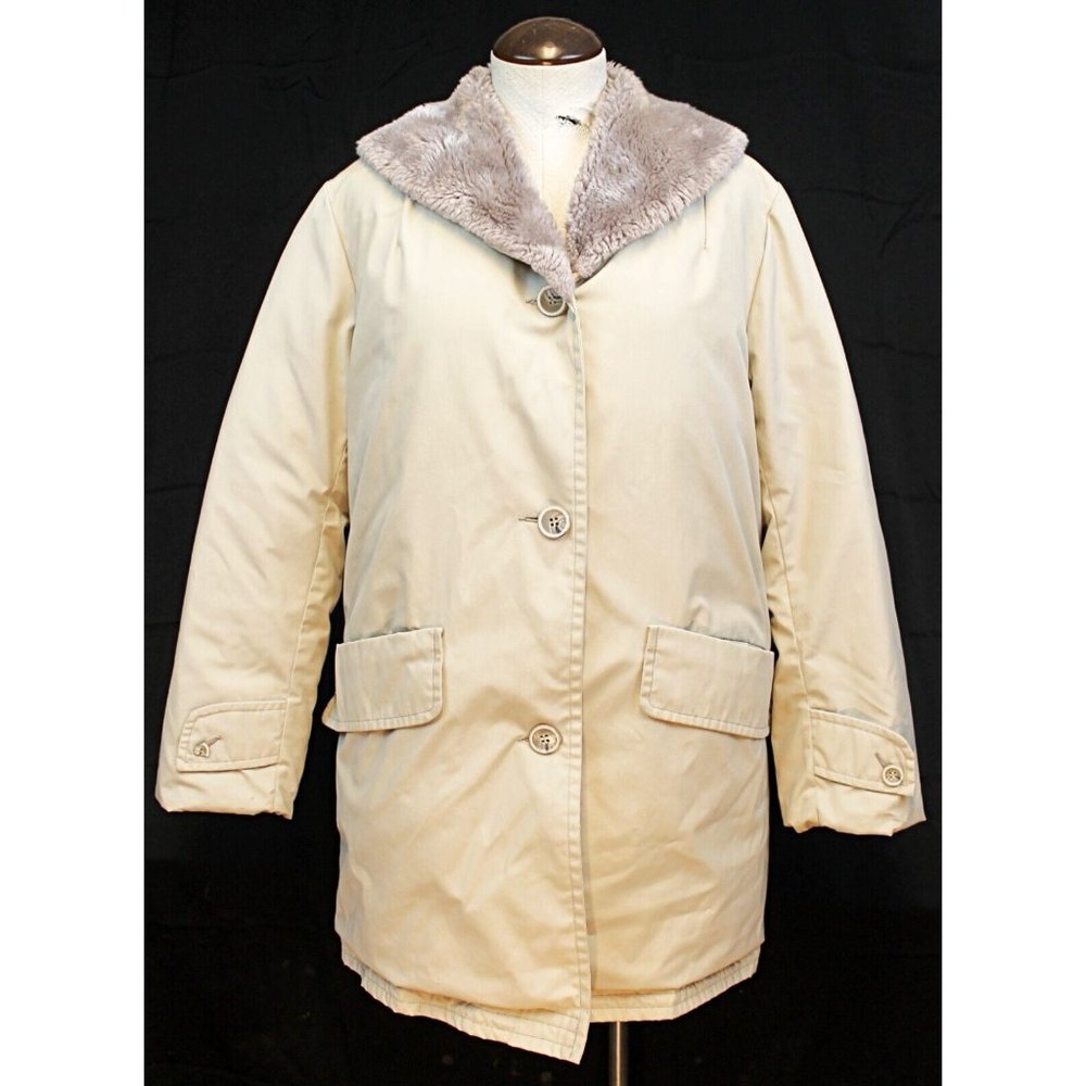 VTG Alaska Sleeping Bag Co. Woman Jacket Size 14 Tan Coat Fur Collar Parka Wintr